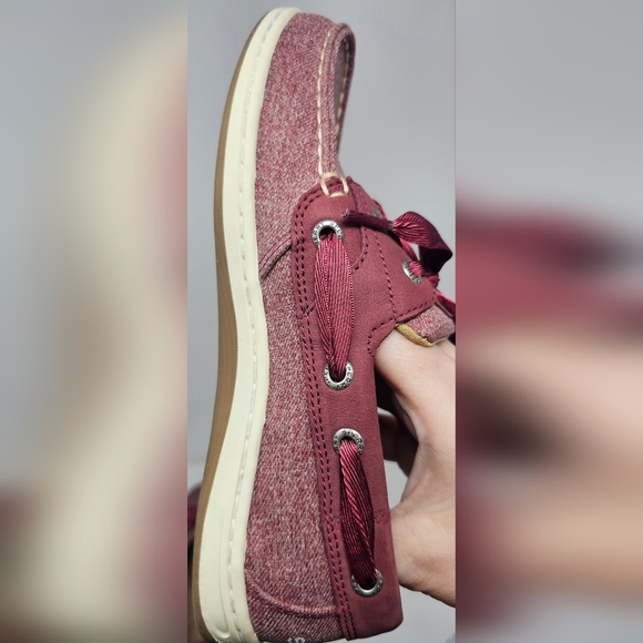 Sperry Womens Top-Sider Koifish Maroon Sparkle Chambray Boat Canvas Slip On Sz 6 - Picture 7 of 12